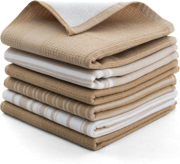 6-Pcs Kitchen Towels Set 16x26 - Soft, and Durable 100% Cotton Terry-Cloth Dish Towels