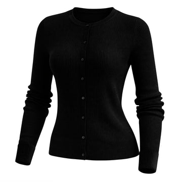 Women’s Soft-Knit Ribbed Button-Down Cardigan Sweater