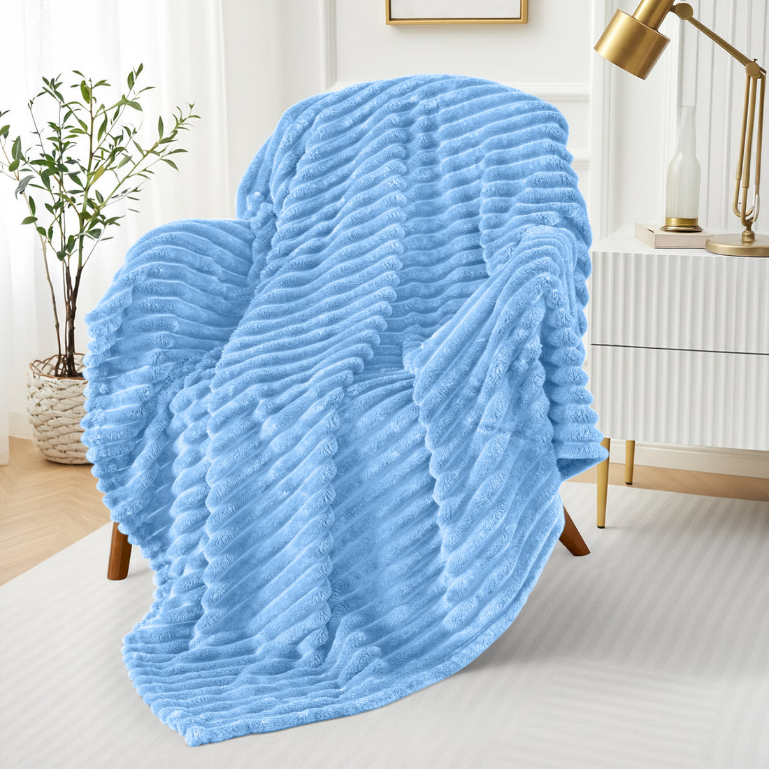 Cozy Textured Stripe Fleece Blanket