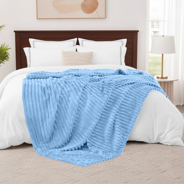 Cozy Textured Stripe Fleece Blanket