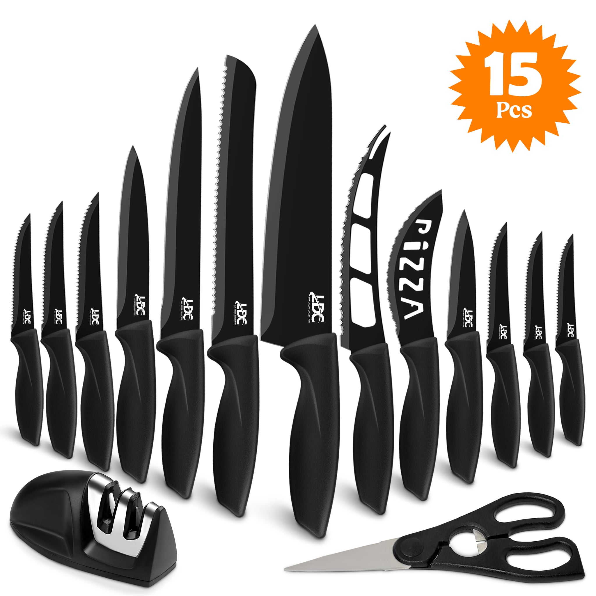 15-Piece Stainless Steel Kitchen Knife Set