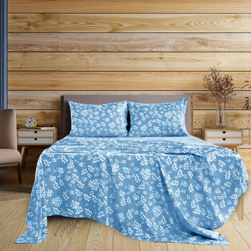 4-Piece Floral Design Bed Sheet Set