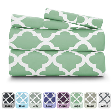 4-Piece Quatrefoil Pattern Sheet Set – Deep Pocket, Elegant & Comfortable