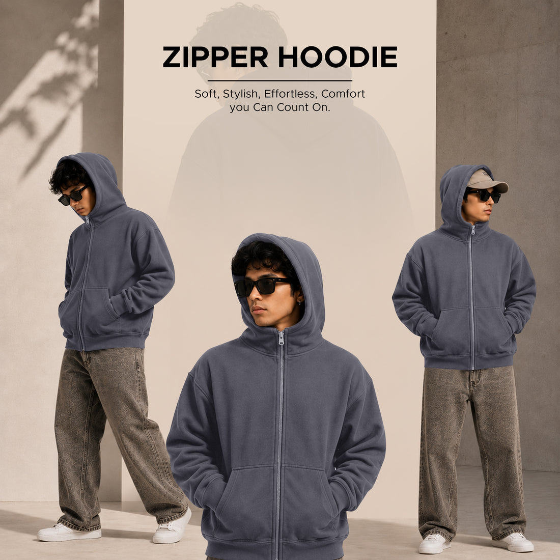Cloud Zip Oversized Hoodie – Full-Zip Unisex Hoodie with Double-Lined Hood