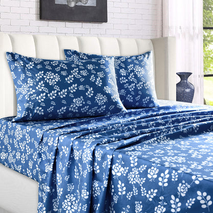 4-Piece Floral Design Bed Sheet Set