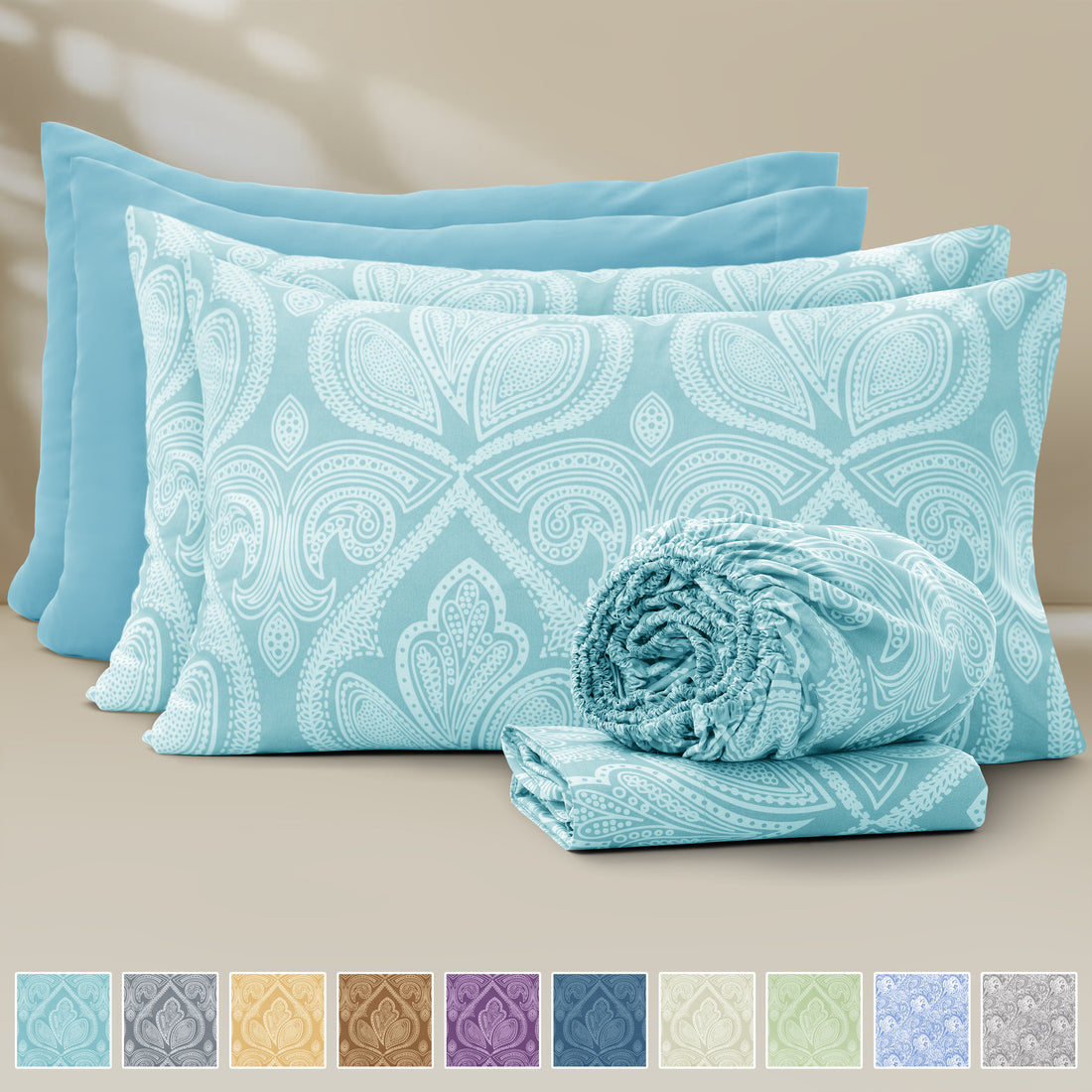 6-Piece Paisley Print Deep Pocket Bed Sheets Set
