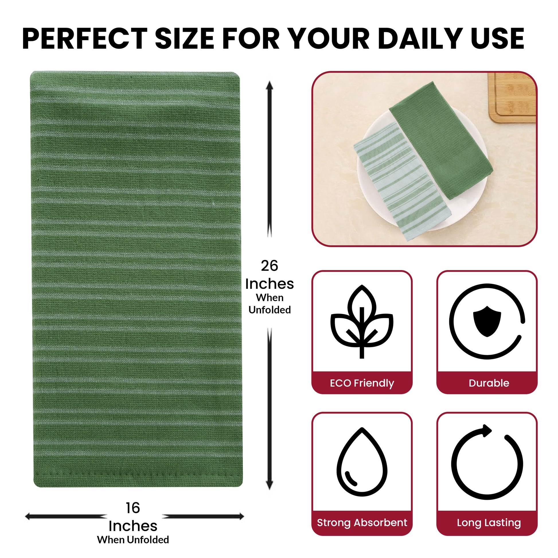 6-Piece Kitchen Towels Set size guide – Lux Decor