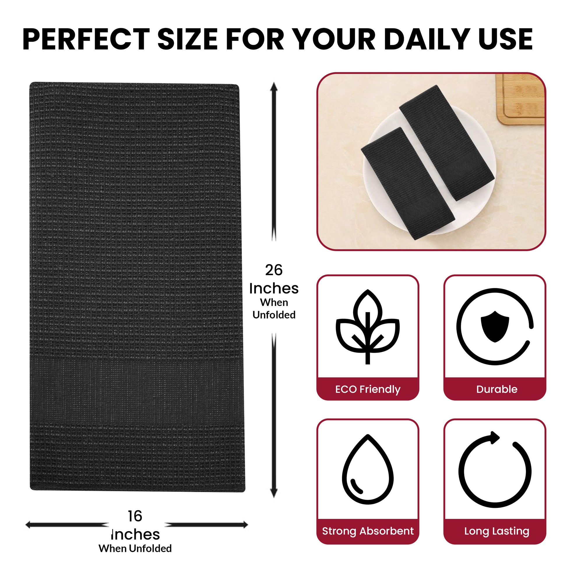 6-Piece Kitchen Towels Set size guide – Lux Decor