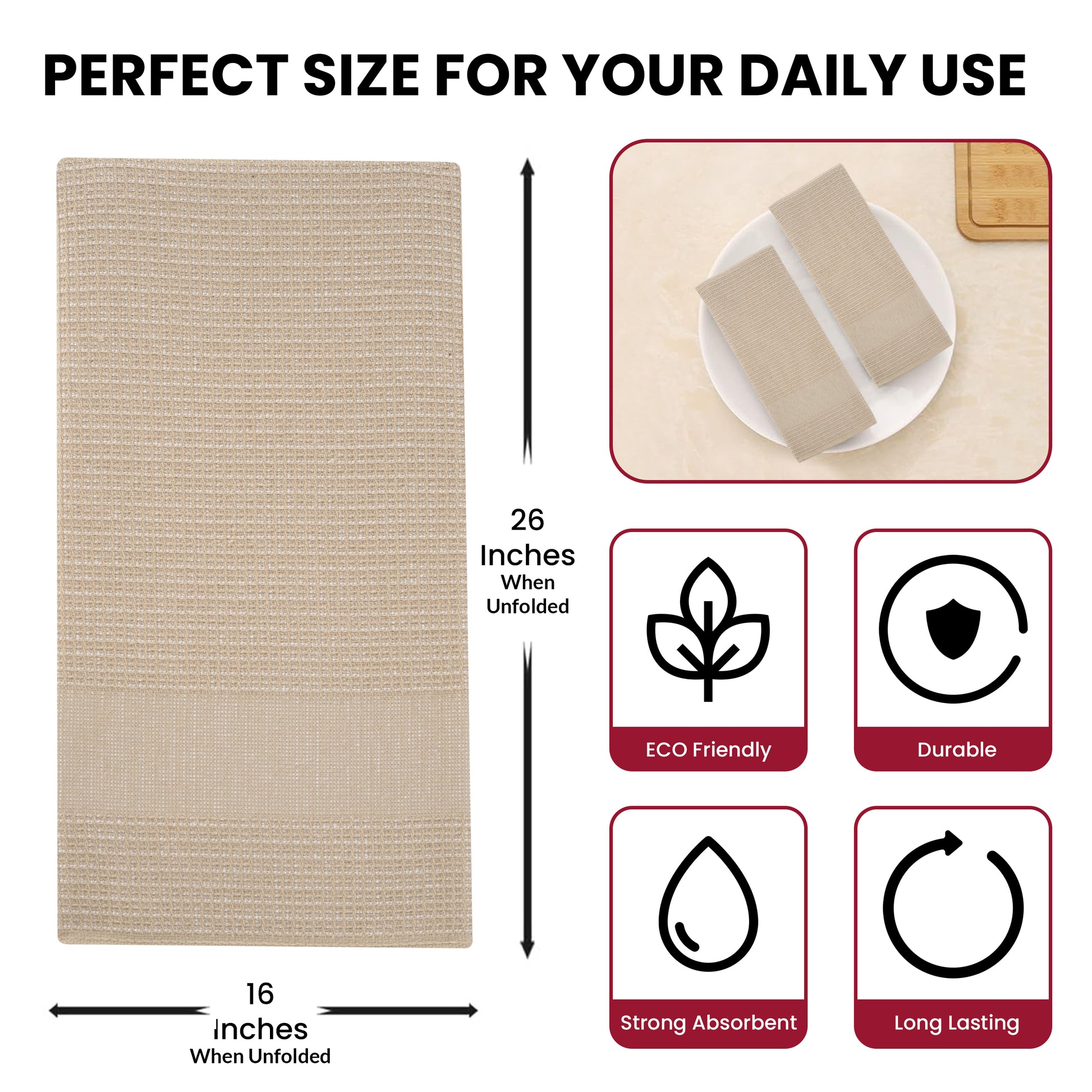 6-Piece Kitchen Towels Set size guide – Lux Decor