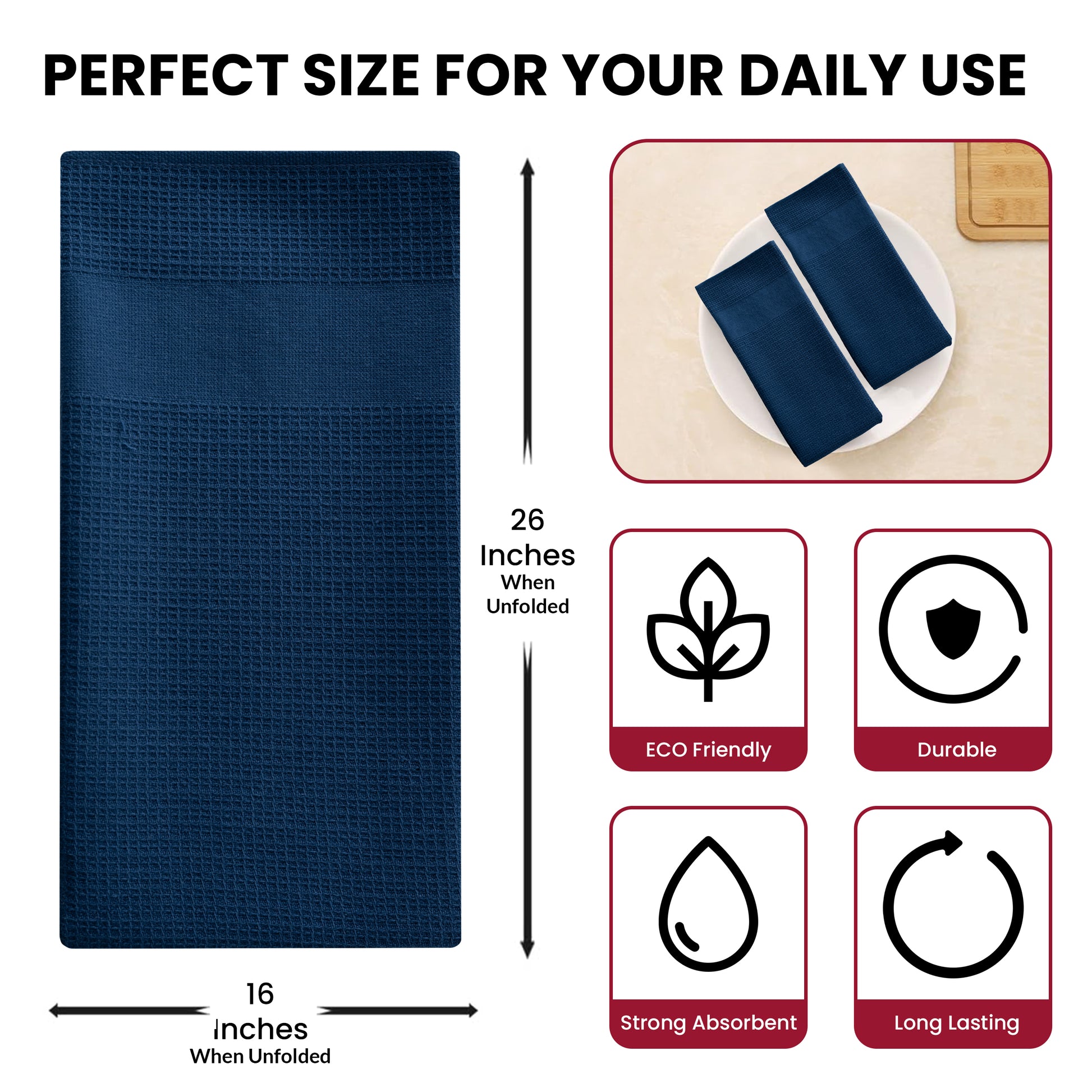 6-Piece Kitchen Towels Set size guide – Lux Decor