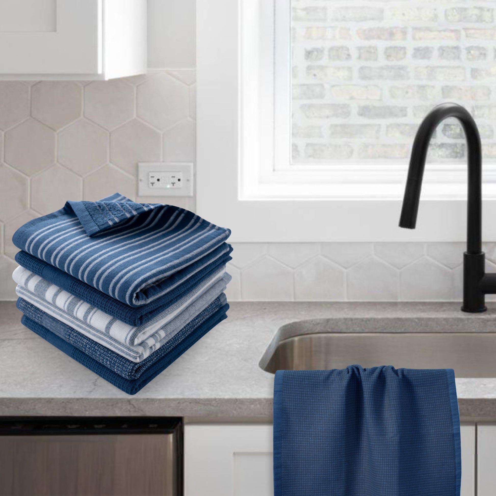 6-Piece Kitchen Towels Set in use – Lux Decor