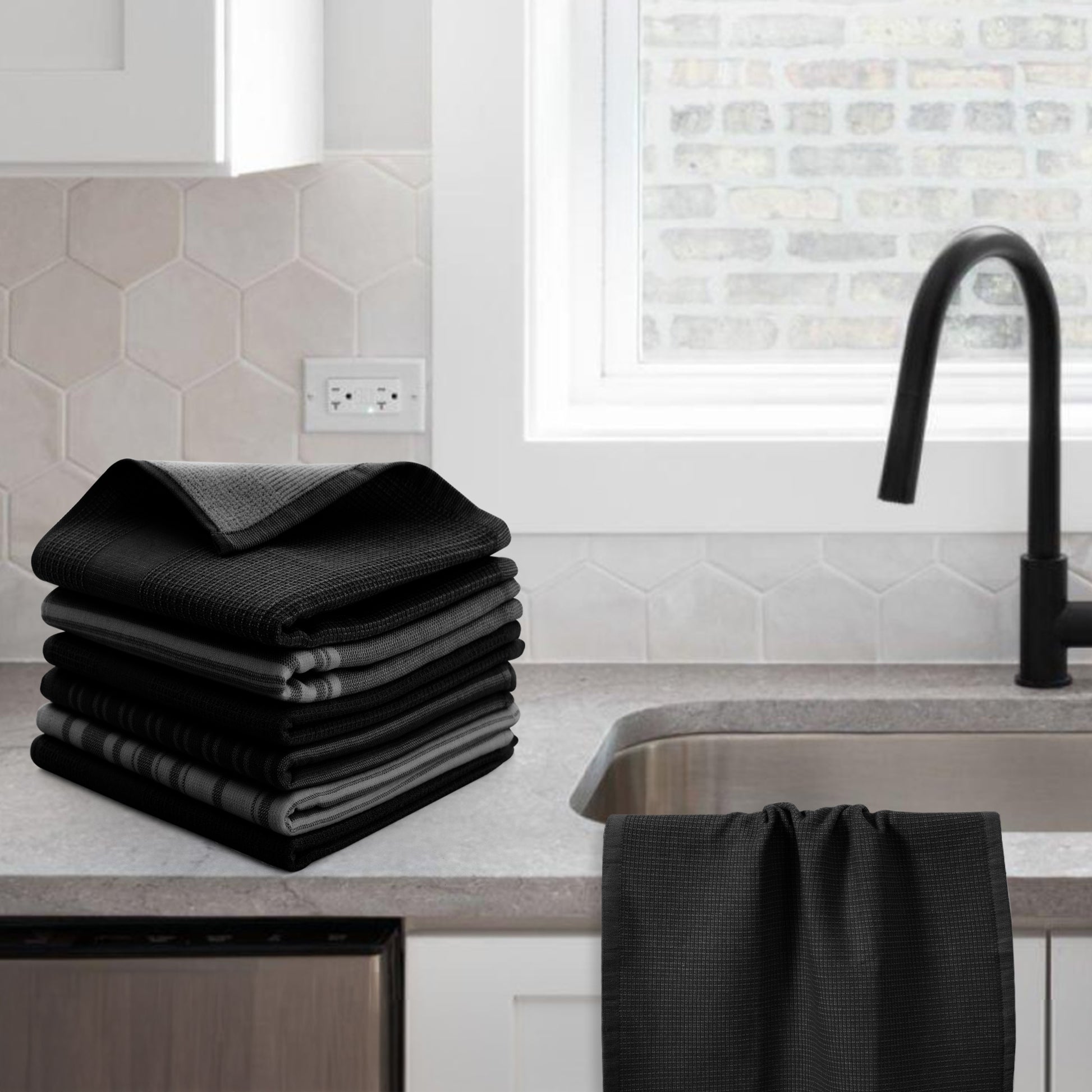 6-Piece Kitchen Towels Set in use – Lux Decor