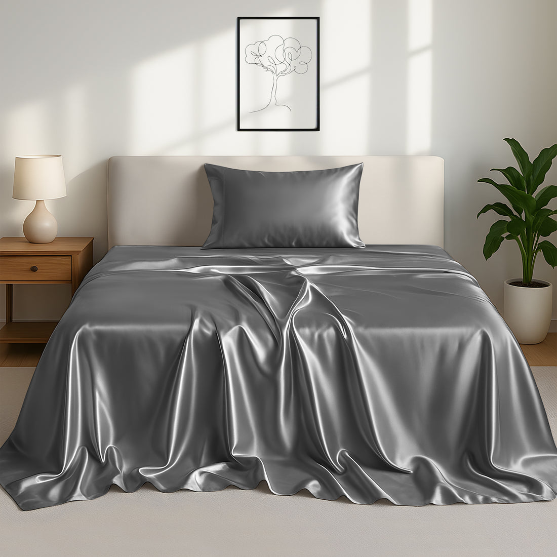 4-Piece Satin Sheet Set – Deep Pocket, Easy Care