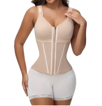 Waist Shapewear Bodysuit with Built-in Bra – Tummy Control Faja with Adjustable Straps