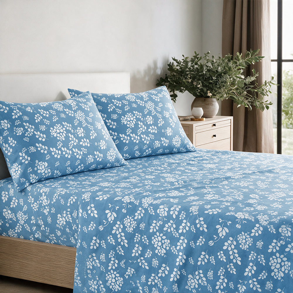 4-Piece Floral Design Bed Sheet Set