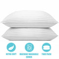 2-Pack Cotton Stripe Plush Bed Pillows | Lux Decor Collection