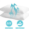 2-Pack Cotton Stripe Plush Bed Pillows | Lux Decor Collection